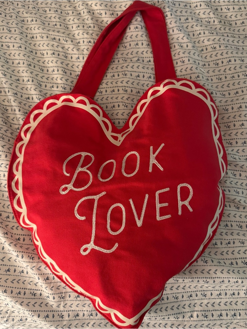 Viral Heart-Shaped "Book Lover" Tote Bag in Red - Picture 2 of 2